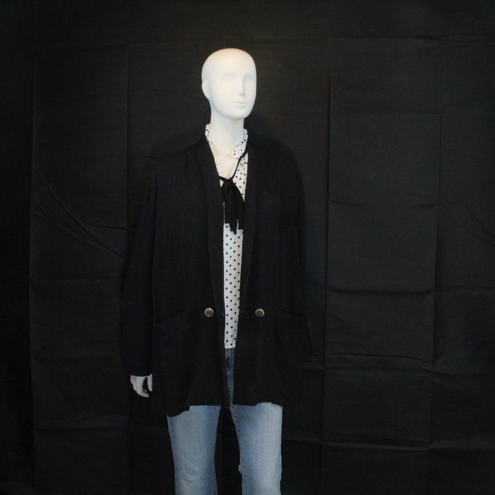 Women's Black Mid-Length Casual Blazer
